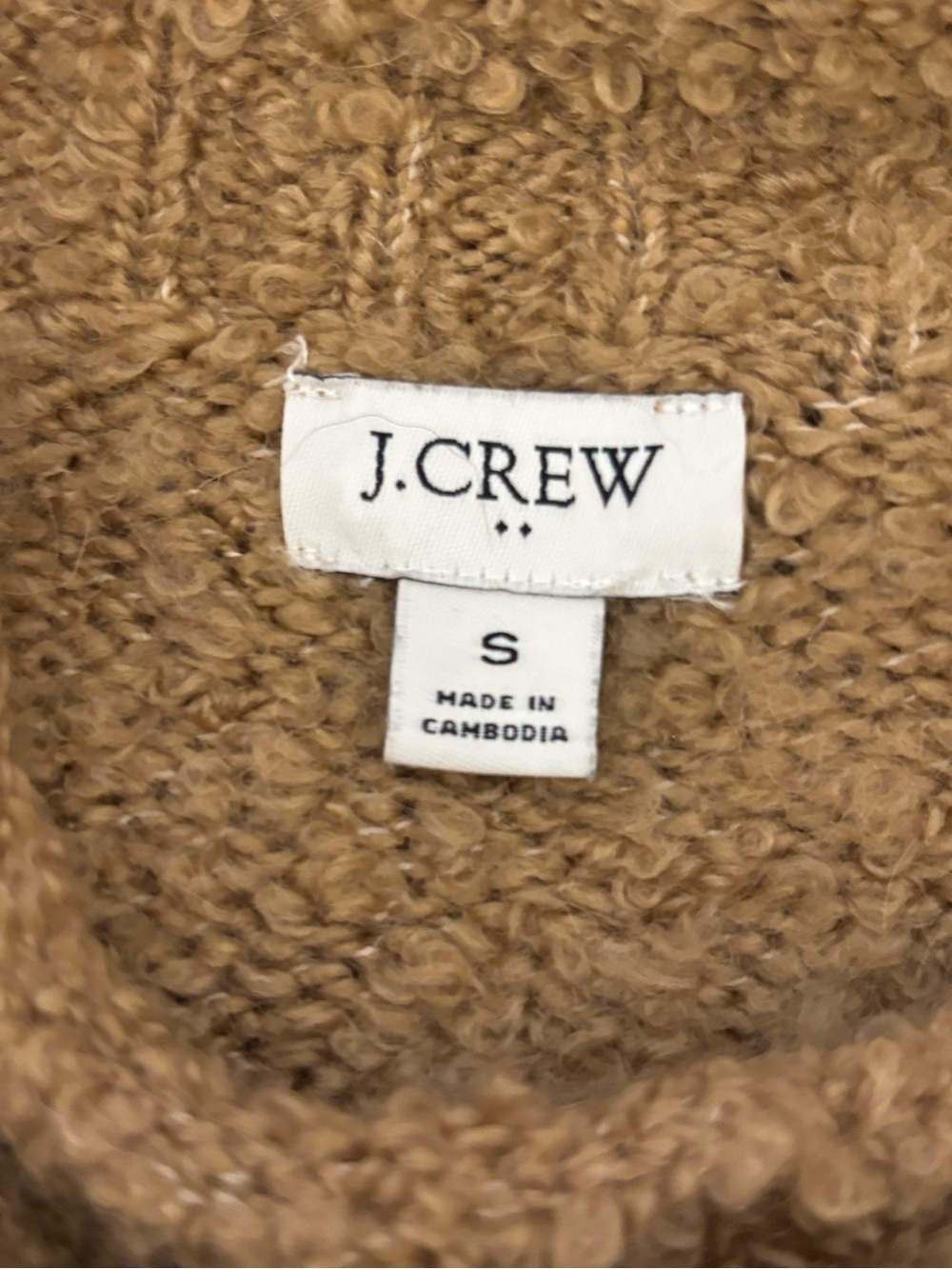 J. Crew Striped Camel & White Crewneck Rolled Hem Gorpcore Casual Sweater Small - Picture 5 of 7